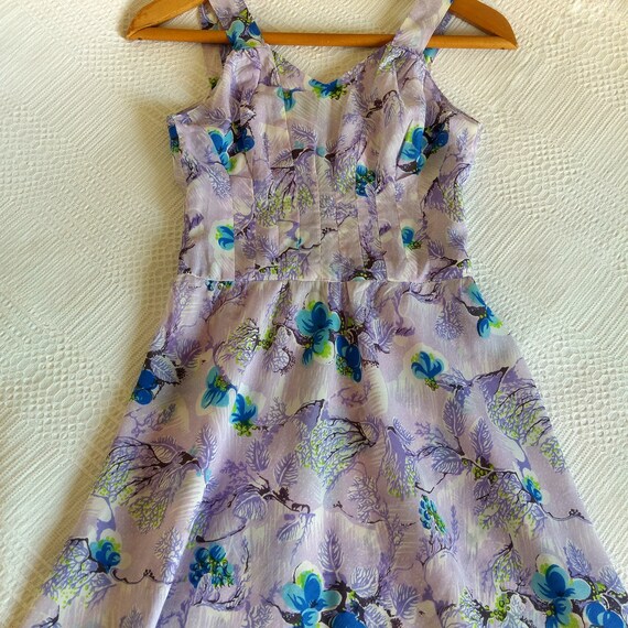 Vintage dress straps 70s handmade lavender midi d… - image 6