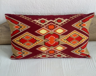 Pillow cover wool embroidered handmade geometric multicolored pillowcase Bulgarian style