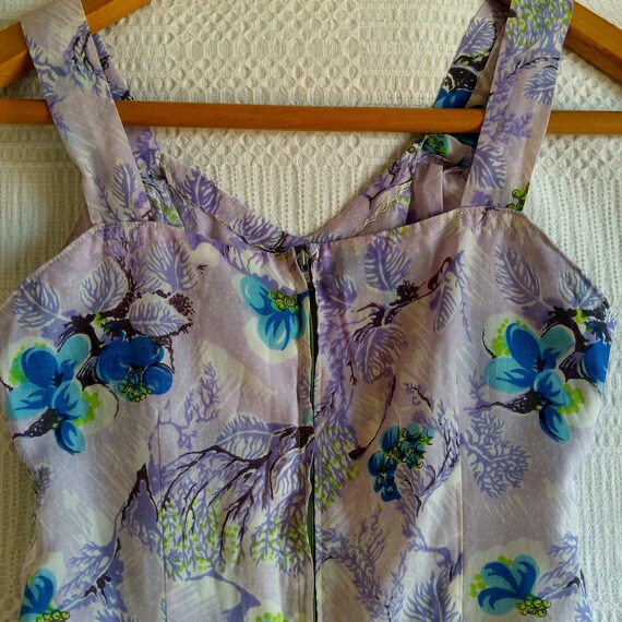 Vintage dress straps 70s handmade lavender midi d… - image 9