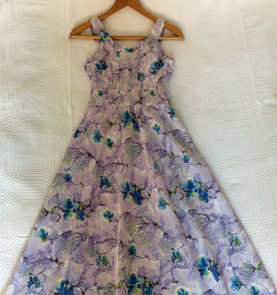 Vintage dress straps 70s handmade lavender midi d… - image 4