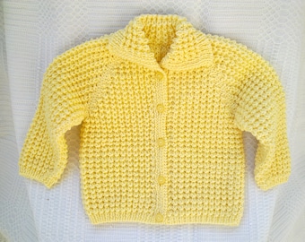 Baby sweater yellow knitted jacket cardigan toddler boy girl 6-12 months