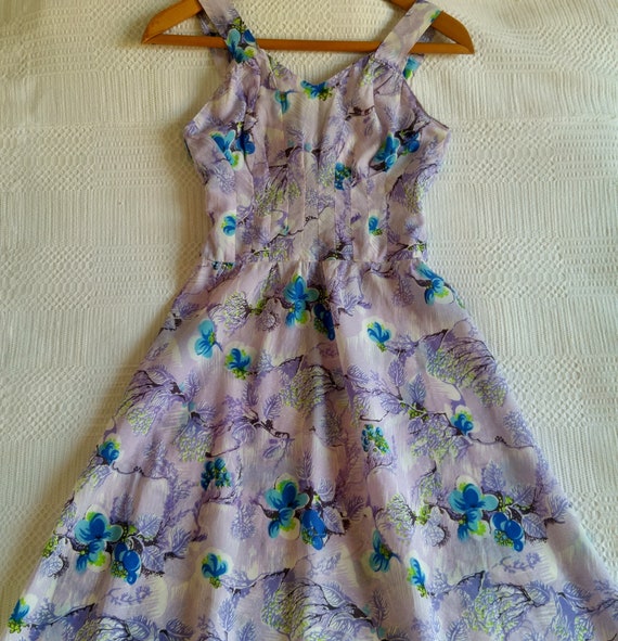 Vintage dress straps 70s handmade lavender midi d… - image 5