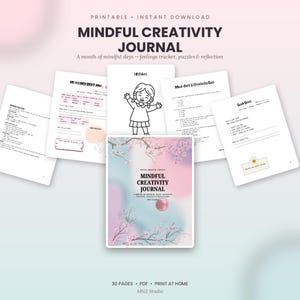 Achtsamkeits-Kreativitätsjournal, 97-seitiger digitaler Download, Schnell-Reset, Tagebuch zur emotionalen Verarbeitung