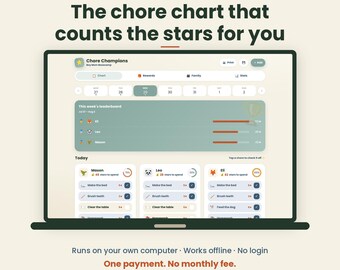 Chore Chart App for Kids, Digital Star and Reward Tracker for Siblings, Screen Time Chart, Allowance Tracker, PC - Mac, No Subscription