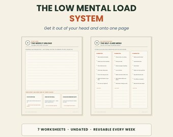 Low Mental Load Planner Printable, Brain Dump Worksheets for Moms, Undated PDF