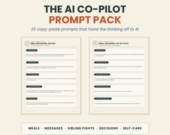 AI Prompt Pack for Busy Moms, Meal Planning Prompts, Parenting Scripts, Printable PDF