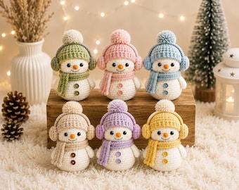 Crochet Snowman Pattern PDF | Cute Amigurumi Snowman Trio - Instant Download