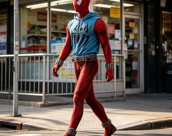 Costume cosplay di Scarlet Spider Ben Reilly, tuta e gilet di Spider-Man, travestimento da supereroe per Halloween, costume per Comic Con