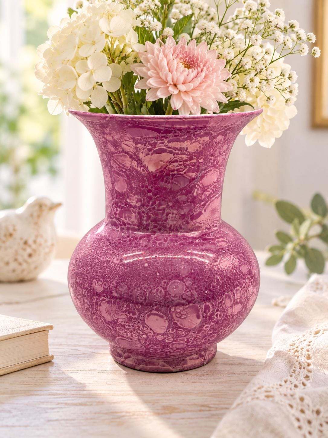 アンティーク　アメジスト　フラワーベース パープル アメリカン　美品 Large Purple Vase Handmade Vintage - Etsy