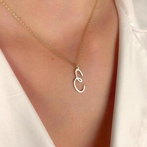 14K Gold Initial Necklace, Custom Cursive Letter Necklace, Initial Pendant, Personalized Jewelry, Christmas Gift for Her, Gift for Mom