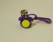Plastic Bell Charm True Vintage Rotary Dial Old Fashioned Telephone Purple Yellow Retro Kitsch 80s Fad Clip On Collectible Rare Whimsical