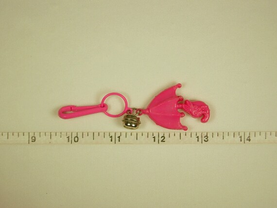 Plastic Bell Charm True Vintage Pink Bunny Rabbit… - image 4