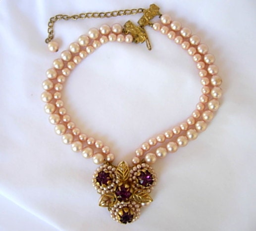Haskell Cluster Demi Necklace Bracelet Vintage Floral Pink | Etsy