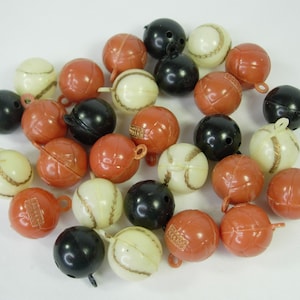 Lot of Bowling Ball, Basketball and Baseball Vintage Plastic Charms (29) Gumball Cracker Jack New Old Stock Made in Hong Kong