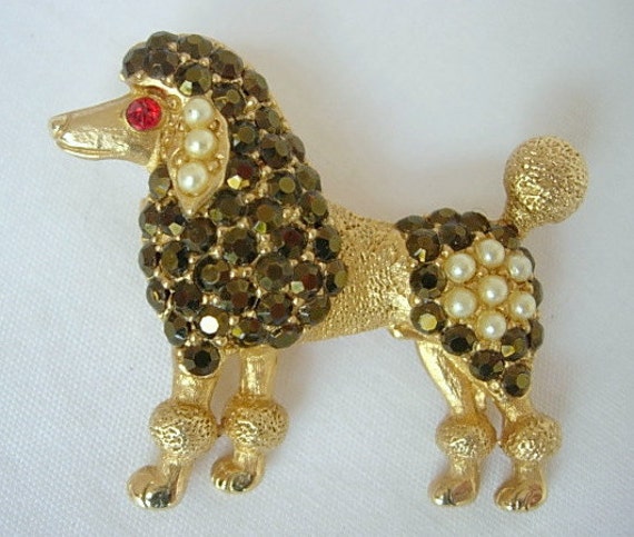 Tura Poodle Brooch Pin Vintage Figural Animal Dog… - image 1