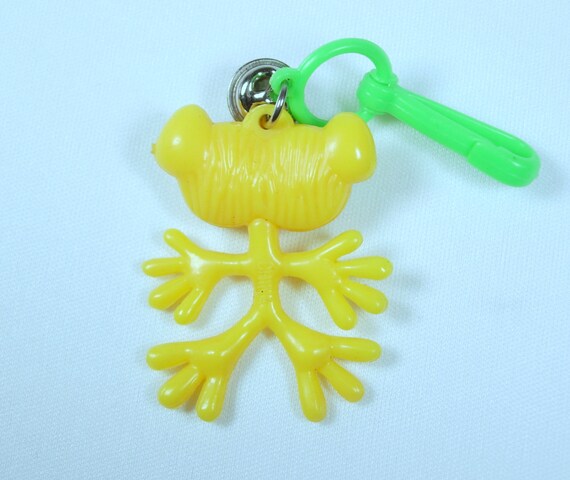 Plastic Bell Charm True Vintage Neon Yellow Weird… - image 3