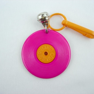 Plastic Bell Charm True Vintage Record Album LP "Collar Record" - One Side is Faded
