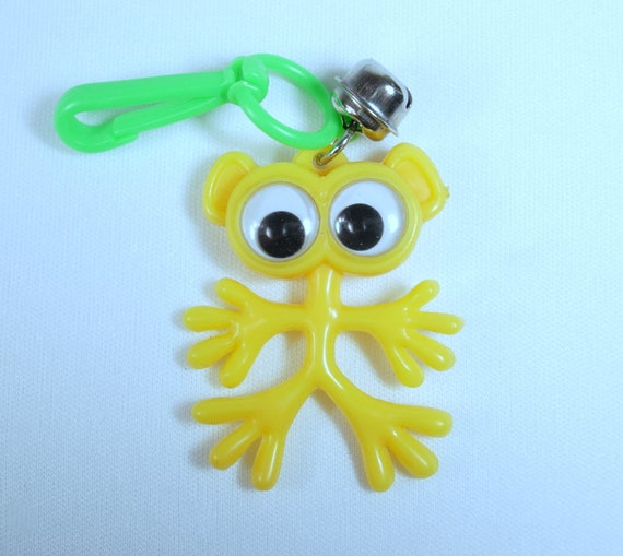 Plastic Bell Charm True Vintage Neon Yellow Weird… - image 1