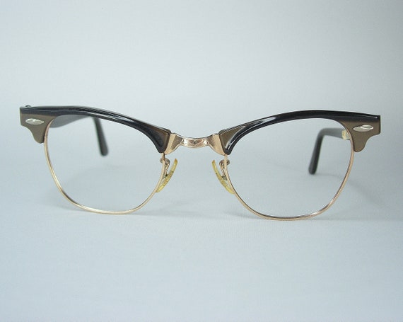 ArtCraft Cat-Eye Eyeglasses sunglasses FRAMES RARE VINTAGE METAL Artcraft Vintage Brown Gold Cat Eye Eyeglasses Frames 42-22  main image 3