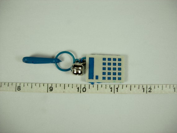 Plastic Bell Charm True Vintage Calculator Blue O… - image 3