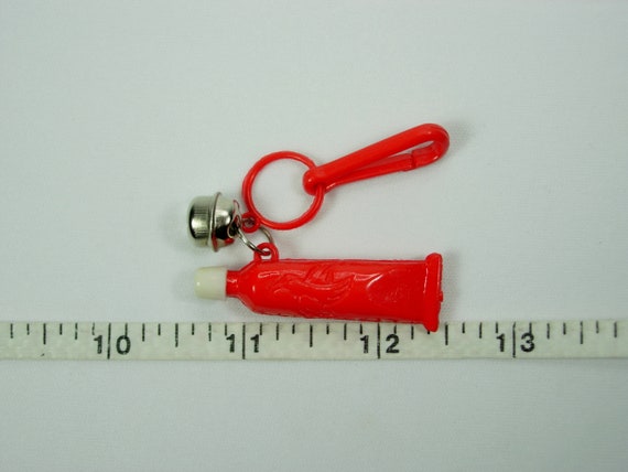 Plastic Bell Charm True Vintage Red White Toothpa… - image 3