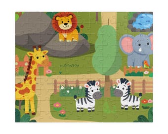 Quebra-cabeça de animais do zoológico para crianças | Quebra-cabeça educativo | Brinquedo de aprendizagem para bebês e crianças pequenas | Animais da savana | Presente para crianças