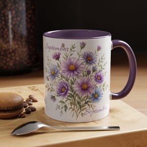 September Birth Flower Mug | Watercolor Aster Coffee Cup | Birthday Gift for Her | Floral Cottagecore Keepsake | Meaningful Bloom Present