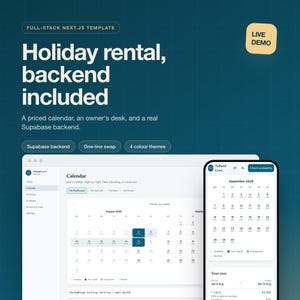 Holiday Rental Template PRO — Next.js with Supabase Backend, Airbnb-style Availability Calendar, React TypeScript