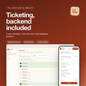 Event Ticketing Template PRO — Next.js with Supabase Backend & Card Checkout, Door Check-in, React TypeScript