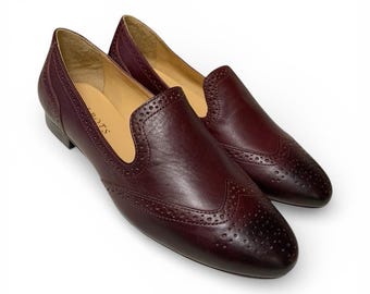 Talbots Women’s Burgundy Leather Wingtip Loafers 6.5 M Rare Vintage