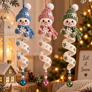 Snowman Spiral Icicle Ornament Crochet Pattern PDF | Amigurumi Christmas Tree Decoration | Easy Beginner-Friendly Digital Download