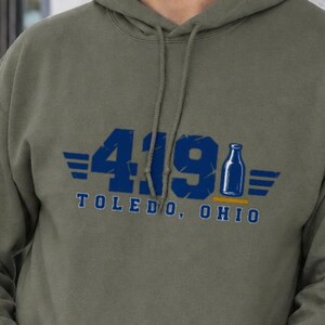 Toledo 419 hoodie, gift for him, varsity numeral glass-bottle pullover sweatshirt