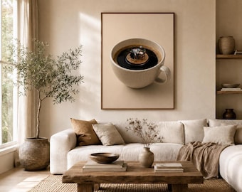 Surreal Coffee Art, Focus Fuel Office Print, Funny Coffee Wall Art for Home Office, Printable Download
