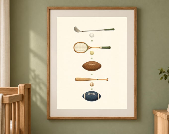 Kids Sports Wall Art for a Boy Room, Choose Your Game Nursery Print, Printable Download