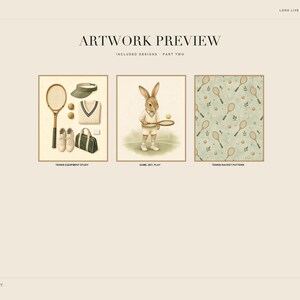 Tennis Nursery Print Set of 6, Sage Green Preppy Baby Boy Wall Art, Vintage Tennis Nursery Decor, Printable Download image 10