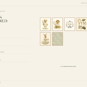 Tennis Nursery Print Set of 6, Sage Green Preppy Baby Boy Wall Art, Vintage Tennis Nursery Decor, Printable Download image 7