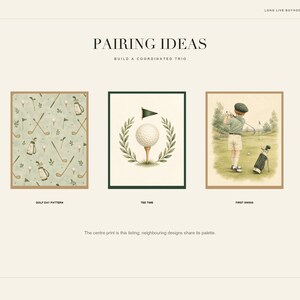Tee Time Golf Nursery Print, Vintage Golf Flag Wall Art, Preppy Baby Boy Decor, Printable Download image 14