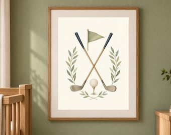 Future Golfer Nursery Print, Golf Baby Boy Wall Art, Sage Green Preppy Nursery Decor, Printable Download