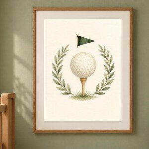 Tee Time Golf Nursery Print, Vintage Golf Flag Wall Art, Preppy Baby Boy Decor, Printable Download image 1
