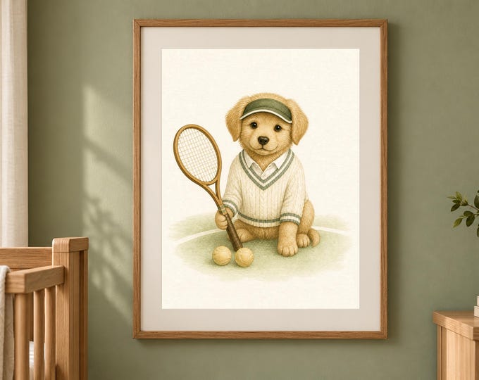 Tennis Nursery Print for a Preppy Room, Little Tennis Club Wall Art, Printable Download