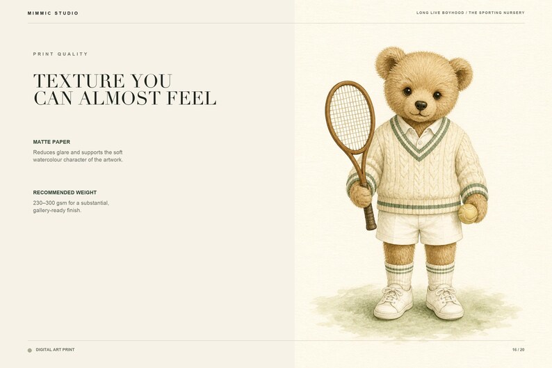 Tennis Nursery Print Set of 6, Sage Green Preppy Baby Boy Wall Art, Vintage Tennis Nursery Decor, Printable Download image 16
