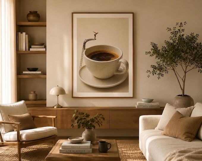 Espresso Wall Art, Surreal Diver Coffee Print Digital Download