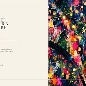 A slide titled Painted Detail shows text about the layered color and texture alongside a detailed view of the colorful abstract art.