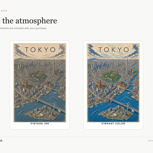 Tokyo Illustrated City Map, Vintage and Color Tokyo Travel Poster, Japan Wall Art, Printable Download image 4
