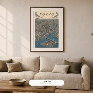 Tokyo Illustrated City Map, Vintage and Color Tokyo Travel Poster, Japan Wall Art, Printable Download image 2