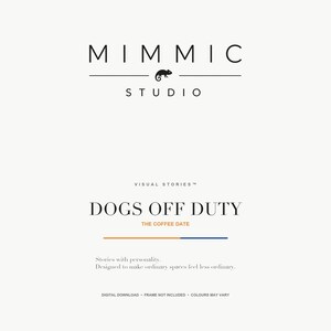 A title slide for Mimic Studio featuring the brand logo and text for Dogs Off Duty and The Coffee Date.