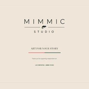 Closing slide with the brand logo text and chameleon icon, titled art for your story.