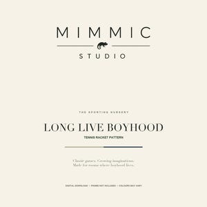 A title card featuring the text mimmic studio and long live boyhood with tennis racket pattern details.