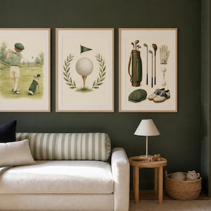 Tee Time Golf Nursery Print, Vintage Golf Flag Wall Art, Preppy Baby Boy Decor, Printable Download image 19