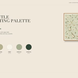 A digital graphic displays a gentle sporting color palette with five circular color swatches below the artwork thumbnail.